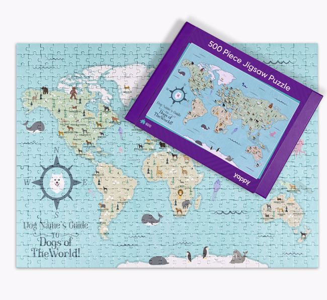 Dogs Of The World Map: Personalised {breedFullName} Jigsaw